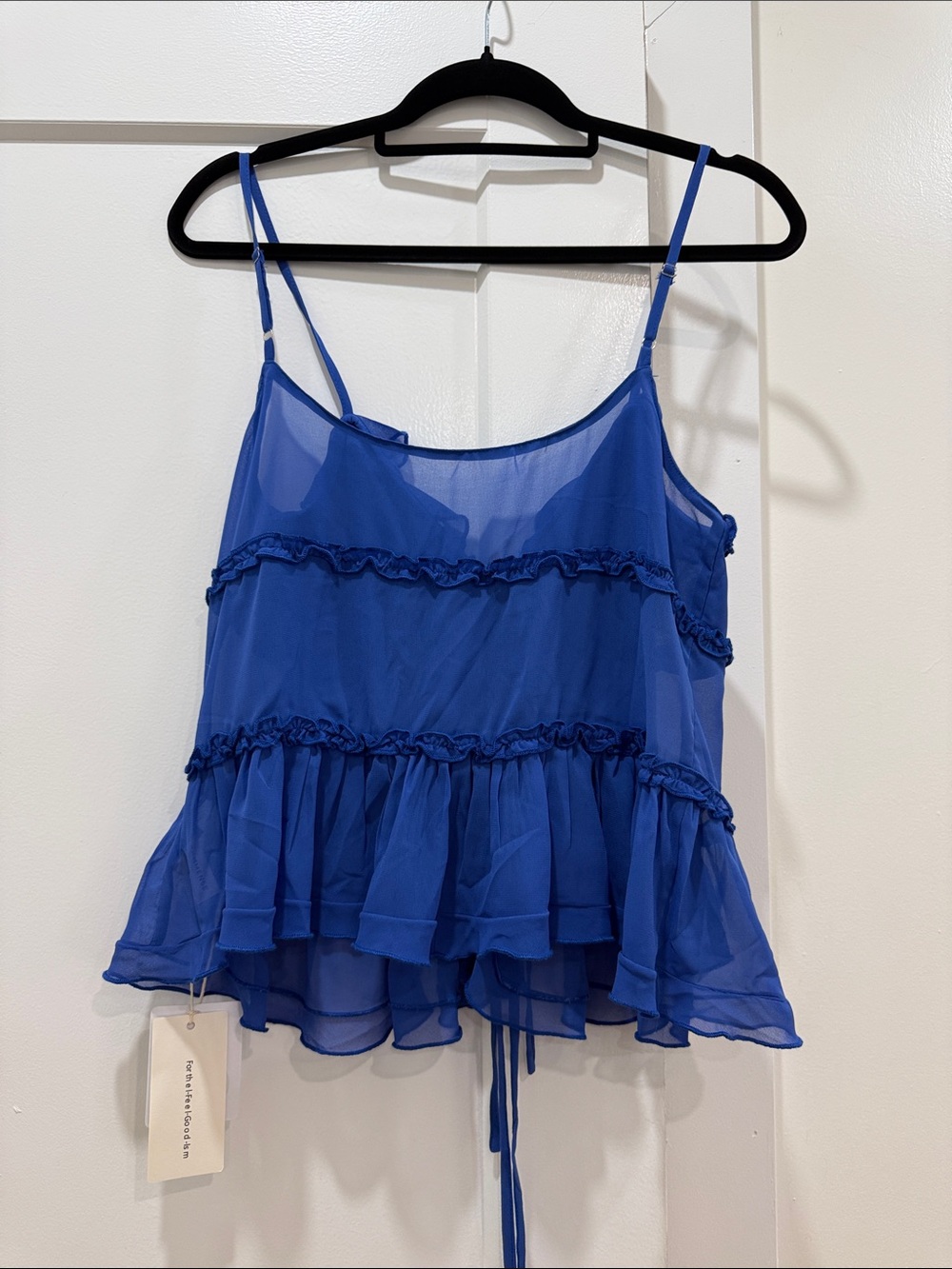 Commense Royal Blue Ruffle Tie-Front Camisole - Picture 4 of 4